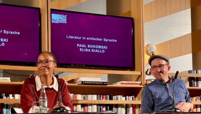 Foto zeigt Elisa Diallo und Paul Bokowski bei der Lesung im Literaturhaus. Foto zeigt Elisa Diallo und Paul Bokowski bei der Lesung im Literaturhaus.