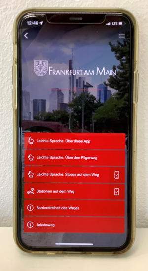 Abbildung zeigt Startseite der App